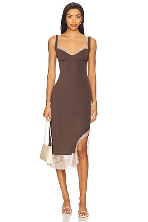 x Intimately FP Party Crasher Midi Slip Dress In Mushroom & Double Espresso Free People