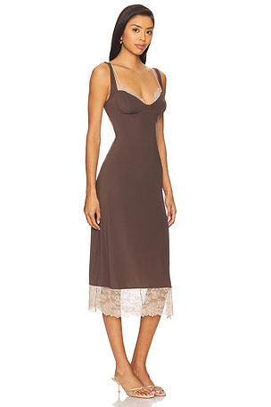 Free People x Intimately FP Party Crasher Midi Slip Dress In Mushroom & Double Espresso in Brown