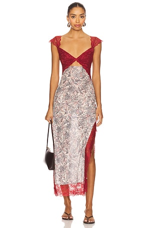 x Intimately FP Suddenly Fine Maxi Slip Dress In Birch Combo Free People