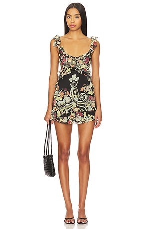 Bali Flora Mini Dress In Black Combo Free People