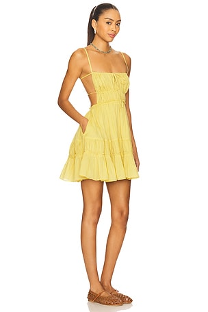 Free People x free-est Taking Sides Mini Dress In Silent Lime in Lemon