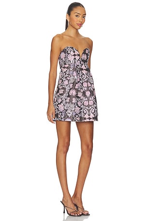 Free People Floreo Jacquard Mini Dress in Grey