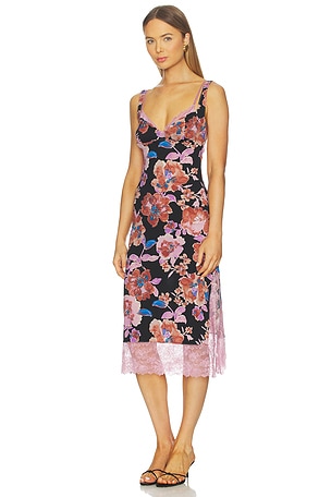 Free People x Intimately Party Crasher Midi Slip In Black Combo in Black