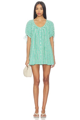 Free People Farley Gingham Dress in Green. Size XS. Also