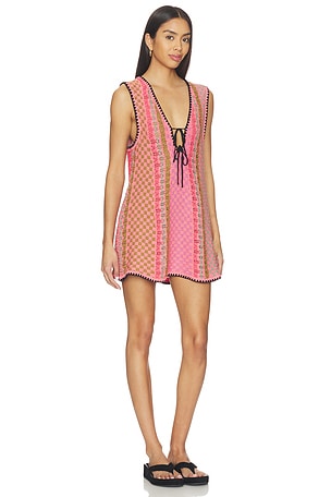Free People Amalfi Twist Mini Dress in Pink,Olive