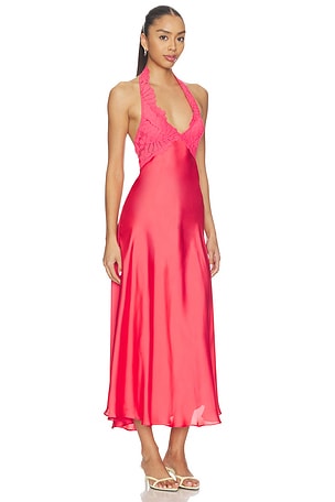 Free People Petal Party Midi Slip Dress in Red