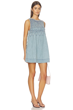 Maisie Smocked Denim Mini Dress Free People