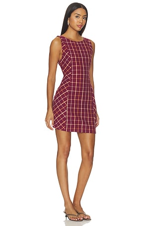 Free People Atlas Plaid Mini Dress in Brown