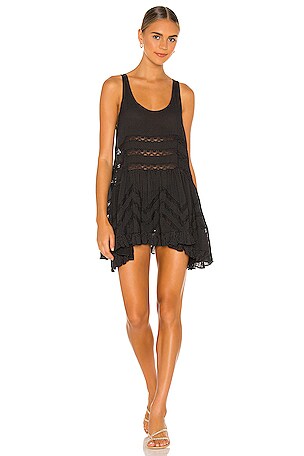 Free People Lace and Voile Trapeze Dress in Black Combo | REVOLVE