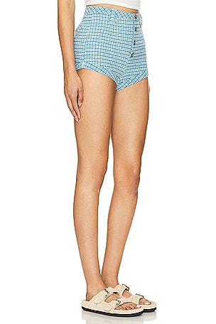 Free People x REVOLVE Checked Out Plaid Brief In Blue Combo in Blue