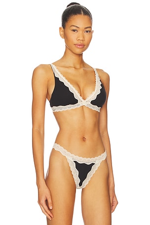 Free People x Intimately Oh My Darling Plunge Bralette In Black in Black. Size XL. Also