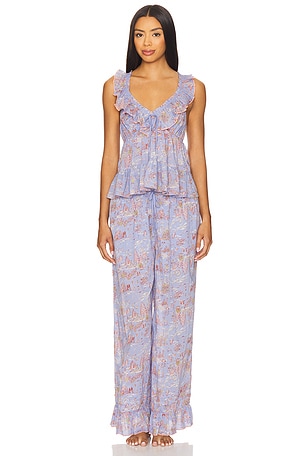 x Intimately Tangled Lights Printed Set In Cornflower Combo Free People