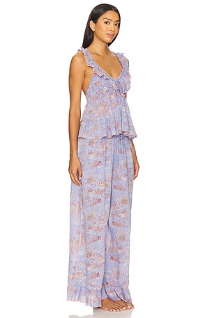 Free People x Intimately Tangled Lights Printed Set In Cornflower Combo in Blue. Size XS. Also