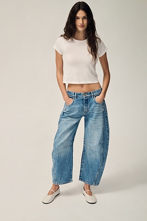 x We The Free Good Luck Mid Rise Barrel Jeans Free People