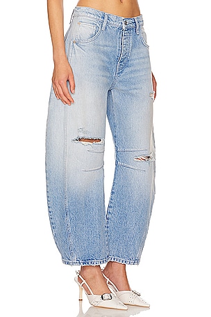 Free People x We The Free Good Luck Mid Rise Barrel in Denim-Light
