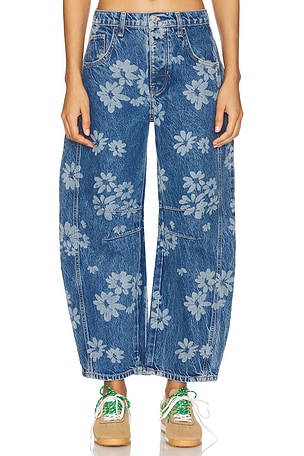 x We The Free Good Luck Printed Barrel Jean Free People