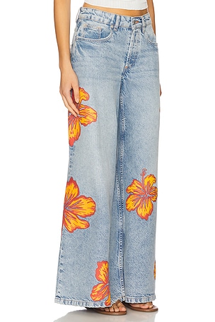 Free People Palisades Wide Leg Pant in Blue