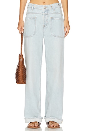 x We The Free Palmer Cuffed Wide Leg In Daydream Blue Free People