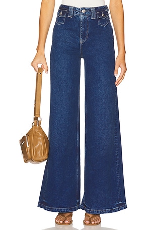 x We The Free Kellee High Rise Palazzo Wide Leg In Blue Night Free People