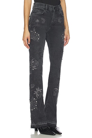 Free People Irie Embellished Wide Leg in Black. Size 32. Also