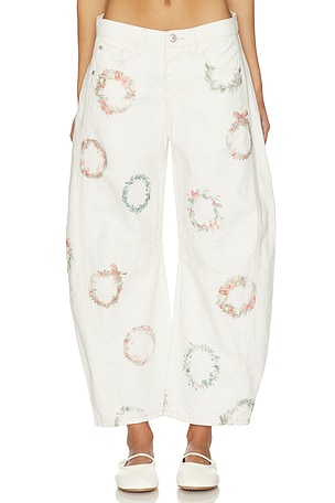 x We The Free Good Luck Printed Barrel In Watercolor Wreath Free People