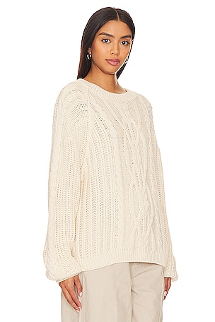 Free People Frankie Cable Sweater in Ivory