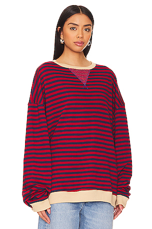 Free People x We The Free Classic Striped Crew in Red