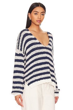 Free People Portland Pullover in Navy