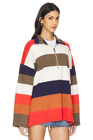 Free People Coastal Stripe Pullover in Orange