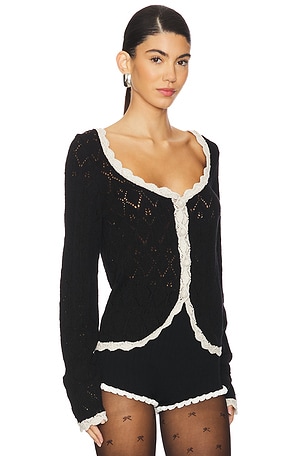 Free People Adelene Cardigan in Black