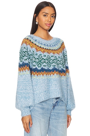 Free People Festive Frost Pullover in Blue