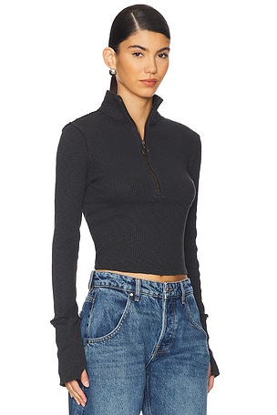 Free People x We The Free Midnight 1/2 Zip Sweater in Black