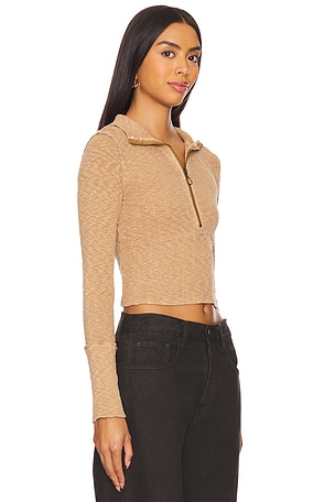 Free People x We The Free Midnight Half Zip Sweater in Tan