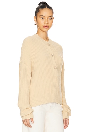 Free People Cocoa Henley Pullover in Beige