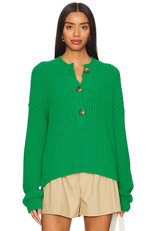 Free People Cocoa Henley Pullover in Green