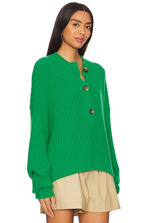 Free People Cocoa Henley Pullover in Green