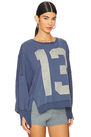 Free People x We The Free Graphic Camden Sweatshirt In Navy Combo 13 in Blue