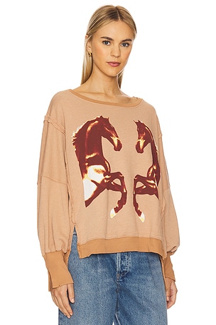 Free People Graphic Camden Sweatshirt in Rose
