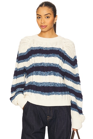 Frankie Cable Striped Pullover Free People