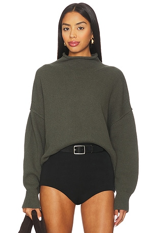 x We The Free Torres Rolls Neck Sweater In Army Free People
