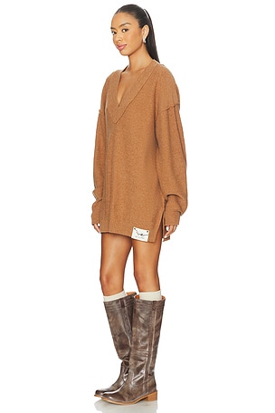 Free People x We The Free Chelsea V Neck Tunic In Muscavado in Brown