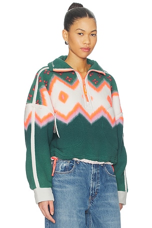 Free People Printed Mountain High Sweater in Green. Size XS. Also