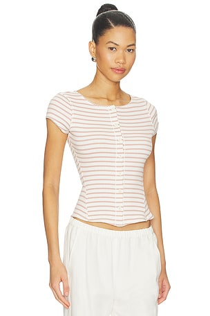 Free People Most Wanted Striped Cardigan in Ivory,Mauve