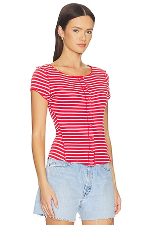 Free People Most Wanted Striped Cardigan in Red
