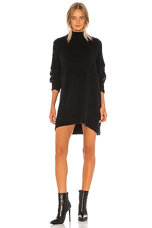 Free People Afterglow Mock Neck Sweater Dress in Black | REVOLVE