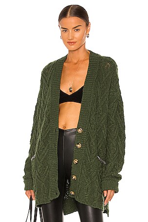 Factory FREE PEOPLE MONTANA CABLE CARDIGAN SIZE MEDIUM IN AGED PINE