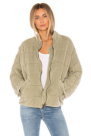 Free People Dolman Quilted Jacket in Moss REVOLVE