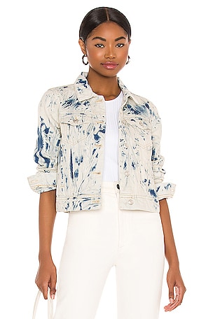 Free People Rumors Denim Jacket in on sale Tie Dye Blue L