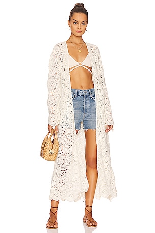 Free People Melanie Crochet Duster in White REVOLVE