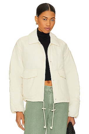 X FP Movement Off The Bleachers Coaches Jacket In Sea Salt Free People